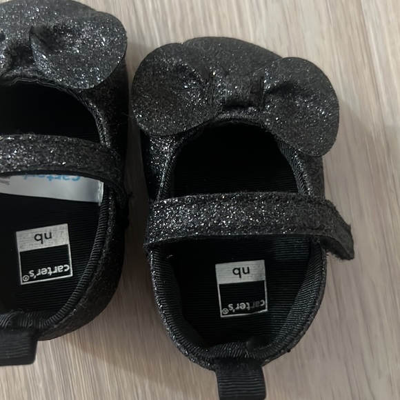 sparkly black baby girl strapped flats - Picture 4 of 5